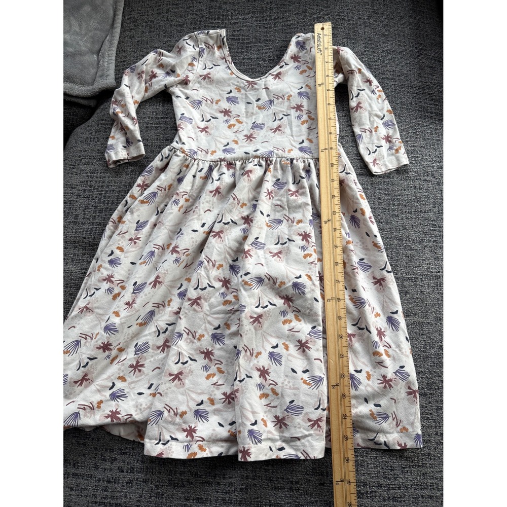 Alice + Ames Girls Size 7 Long Sleeve Ballet Dress Abstract Floral Cream Mauve - Picture 3 of 7